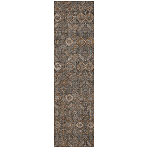 Homeroots 8' Runner Rug – Stylish Blue And Black Floral Design, Washable, Non-skid For Indoor And Outdoor Use Chocolate Polyester 564312