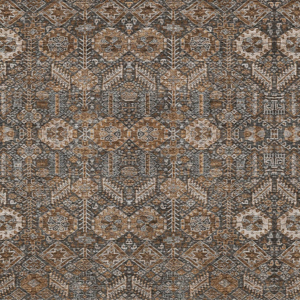Homeroots 5' X 8' Chocolate Tribal Washable Indoor Outdoor Area Rug Chocolate Polyester 564315