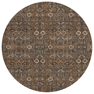 HomeRoots 5' Blue and Black Floral Area Rug – Washable, Non-Skid Design for Indoor and Outdoor Spaces 8' Round 564316