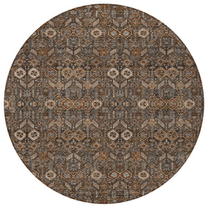 Homeroots 8' Runner Rug – Stylish Blue And Black Floral Design, Washable, Non-skid For Indoor And Outdoor Use 8' Round Polyester 564316