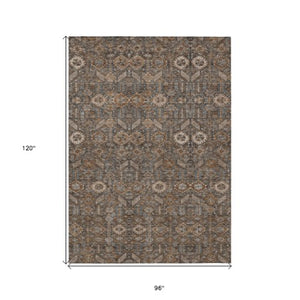 Homeroots 8' Runner Rug – Stylish Blue And Black Floral Design, Washable, Non-skid For Indoor And Outdoor Use 8' X 10' Polyester 564317