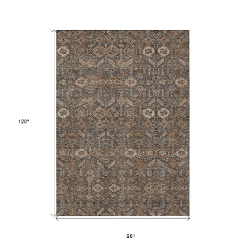 Homeroots 8' Runner Rug – Stylish Blue And Black Floral Design, Washable, Non-skid For Indoor And Outdoor Use 8' X 10' Polyester 564317
