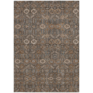 Homeroots 9' X 12' Chocolate Floral Washable Non Skid Indoor Outdoor Area Rug Chocolate Polyester 564318