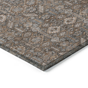 Homeroots 10' X 14' Chocolate Floral Washable Non Skid Indoor Outdoor Area Rug Chocolate Polyester 564319