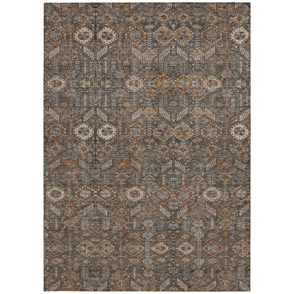 Homeroots 10' X 14' Chocolate Floral Washable Non Skid Indoor Outdoor Area Rug Chocolate Polyester 564319