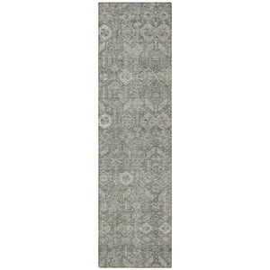 Homeroots 8' Runner Rug – Stylish Blue And Black Floral Design, Washable, Non-skid For Indoor And Outdoor Use Gray Polyester 564321