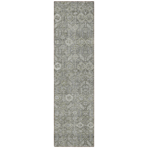Homeroots 8' Runner Rug – Stylish Blue And Black Floral Design, Washable, Non-skid For Indoor And Outdoor Use Gray Polyester 564321