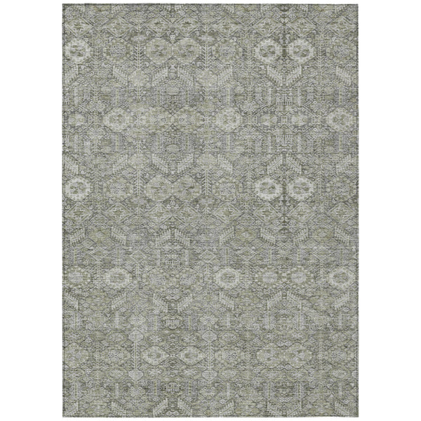 Homeroots 5' X 8' Cream And Tan Floral Washable Non Skid Indoor Outdoor Area Rug Gray Polyester 564324