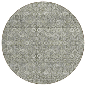 HomeRoots 5' Blue and Black Floral Area Rug – Washable, Non-Skid Design for Indoor and Outdoor Spaces 8' Round 564325