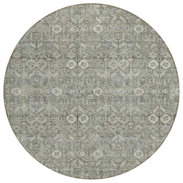HomeRoots 5' Blue and Black Floral Area Rug – Washable, Non-Skid Design for Indoor and Outdoor Spaces 8' Round 564325