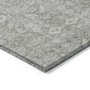 Homeroots 9' X 12' Cream And Tan Floral Washable Non Skid Indoor Outdoor Area Rug Gray Polyester 564327