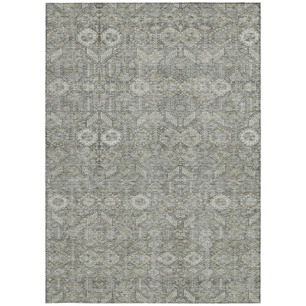 Homeroots 9' X 12' Cream And Tan Floral Washable Non Skid Indoor Outdoor Area Rug Gray Polyester 564327
