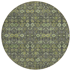 HomeRoots 5' Blue and Black Floral Area Rug – Washable, Non-Skid Design for Indoor and Outdoor Spaces 8' Round 564334