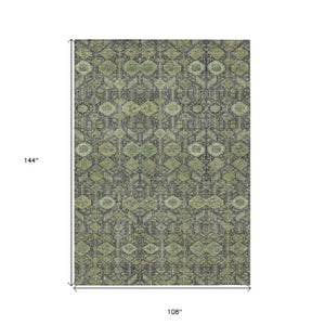 Homeroots 8' Runner Rug – Stylish Blue And Black Floral Design, Washable, Non-skid For Indoor And Outdoor Use 9' X 12' Polyester 564336