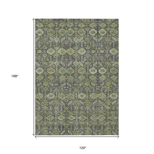 HomeRoots 5' Blue and Black Floral Area Rug – Washable, Non-Skid Design for Indoor and Outdoor Spaces 10' X 14' 564337