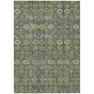 Homeroots 10' X 14' Blue And Green Floral Washable Non Skid Indoor Outdoor Area Rug Green Polyester 564337