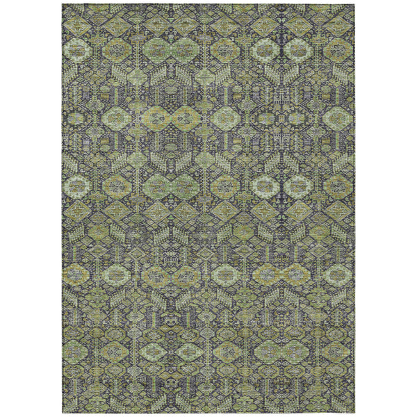 Homeroots 10' X 14' Blue And Green Floral Washable Non Skid Indoor Outdoor Area Rug Green Polyester 564337