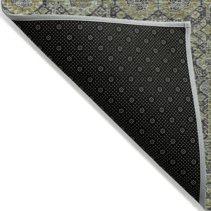 HomeRoots 5' Blue and Black Floral Area Rug – Washable, Non-Skid Design for Indoor and Outdoor Spaces 10' X 14' 564337