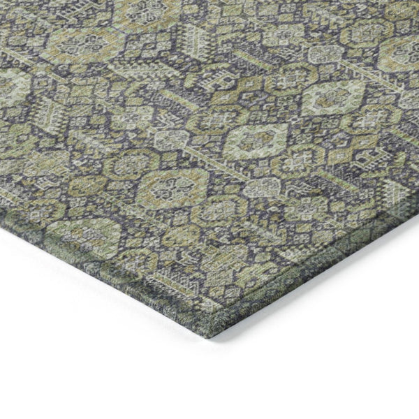 HomeRoots 5' Blue and Black Floral Area Rug – Washable, Non-Skid Design for Indoor and Outdoor Spaces 10' X 14' 564337
