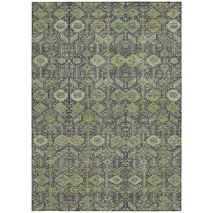 Homeroots 10' X 14' Blue And Green Floral Washable Non Skid Indoor Outdoor Area Rug Green Polyester 564337