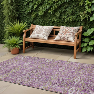 Homeroots 8' Runner Rug – Stylish Blue And Black Floral Design, Washable, Non-skid For Indoor And Outdoor Use Lavender Polyester 564339