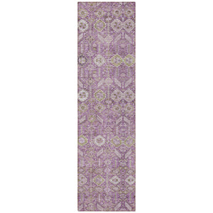 Homeroots 8' Runner Rug – Stylish Blue And Black Floral Design, Washable, Non-skid For Indoor And Outdoor Use Lavender Polyester 564339