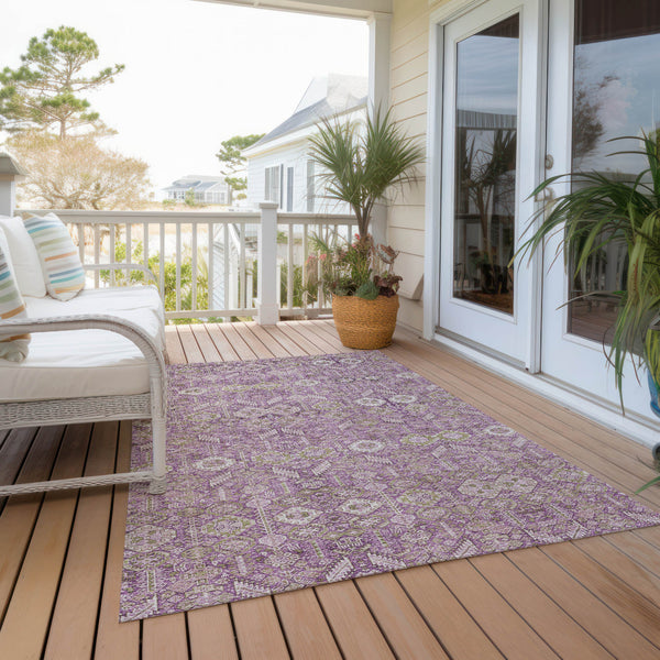 Homeroots 3' X 5' Lavender And Ivory Floral Washable Non Skid Indoor Outdoor Area Rug Lavender Polyester 564341