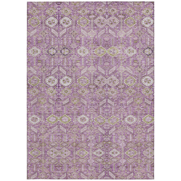 Homeroots 5' X 8' Lavender And Ivory Floral Washable Non Skid Indoor Outdoor Area Rug Lavender Polyester 564342