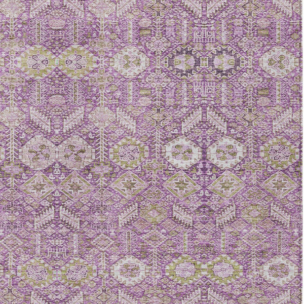 Homeroots 5' X 8' Lavender And Ivory Floral Washable Non Skid Indoor Outdoor Area Rug Lavender Polyester 564342
