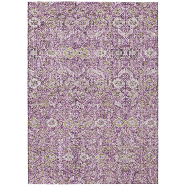 Homeroots 5' X 8' Lavender And Ivory Floral Washable Non Skid Indoor Outdoor Area Rug Lavender Polyester 564342