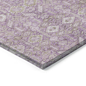 Homeroots 8' Round Lavender And Ivory Round Floral Washable Non Skid Indoor Outdoor Area Rug Lavender Polyester 564343