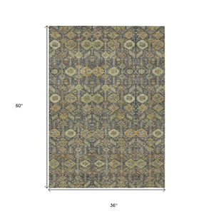 Homeroots 8' Runner Rug – Stylish Blue And Black Floral Design, Washable, Non-skid For Indoor And Outdoor Use 3' X 5' Polyester 564350