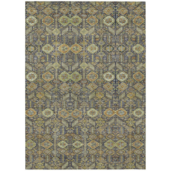 HomeRoots 5' Blue and Black Floral Area Rug – Washable, Non-Skid Design for Indoor and Outdoor Spaces 5' X 8' 564351