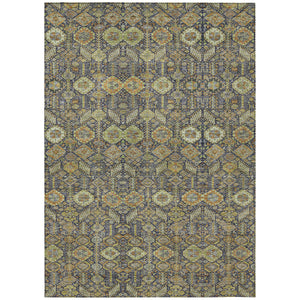 Homeroots 8' X 10' Blue And Orange Floral Washable Non Skid Indoor Outdoor Area Rug Paprika Polyester 564353