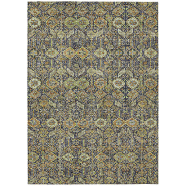 Homeroots 8' X 10' Blue And Orange Floral Washable Non Skid Indoor Outdoor Area Rug Paprika Polyester 564353