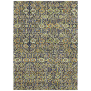 Homeroots 8' X 10' Blue And Orange Floral Washable Non Skid Indoor Outdoor Area Rug Paprika Polyester 564353