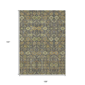Homeroots 8' Runner Rug – Stylish Blue And Black Floral Design, Washable, Non-skid For Indoor And Outdoor Use 9' X 12' Polyester 564354
