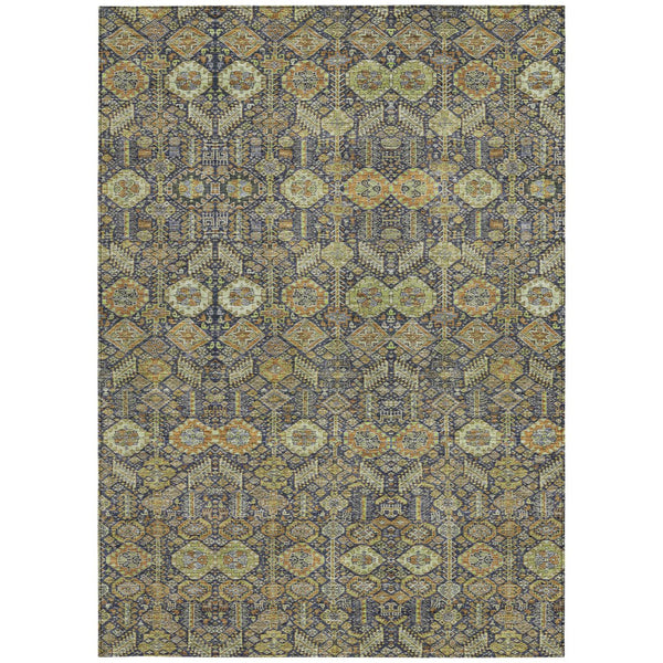 Homeroots 8' Runner Rug – Stylish Blue And Black Floral Design, Washable, Non-skid For Indoor And Outdoor Use 9' X 12' Polyester 564354