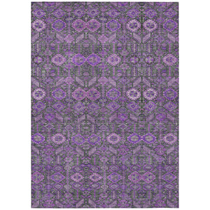 Homeroots 9' X 12' Purple And Green Floral Washable Non Skid Indoor Outdoor Area Rug Purple Polyester 564363