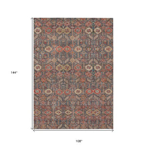 Homeroots 8' Runner Rug – Stylish Blue And Black Floral Design, Washable, Non-skid For Indoor And Outdoor Use 9' X 12' Polyester 564372