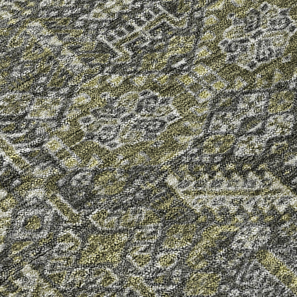 Homeroots 8' Runner Moss Green And Gray Floral Washable Non Skid Indoor Outdoor Runner Rug Taupe Polyester 564375