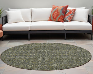 Homeroots 8' Runner Rug – Stylish Blue And Black Floral Design, Washable, Non-skid For Indoor And Outdoor Use 8' Round Polyester 564379