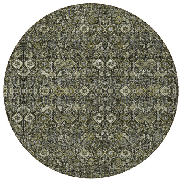 Homeroots 8' Runner Rug – Stylish Blue And Black Floral Design, Washable, Non-skid For Indoor And Outdoor Use 8' Round Polyester 564379