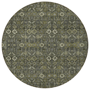 Homeroots 8' Runner Rug – Stylish Blue And Black Floral Design, Washable, Non-skid For Indoor And Outdoor Use 8' Round Polyester 564379
