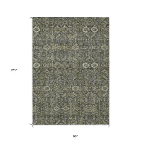 Homeroots 8' Runner Rug – Stylish Blue And Black Floral Design, Washable, Non-skid For Indoor And Outdoor Use 8' X 10' Polyester 564380