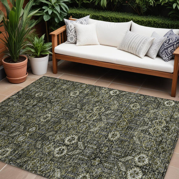 Homeroots 8' Runner Rug – Stylish Blue And Black Floral Design, Washable, Non-skid For Indoor And Outdoor Use 8' X 10' Polyester 564380