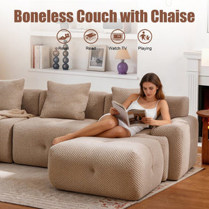 English Elm 104-taupe Modular Cloud Sectional Sofa with Ottoman Pineapple Lattice Fabric Lounge W5385P455475