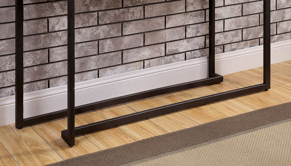 English Elm Modern Contemporary Sofa Table with High Gloss Lacquer Top and Sleek Metal Frame for Entryway Decor Gunmetal,White 51 L x 28 W x 4 H B2741S00474