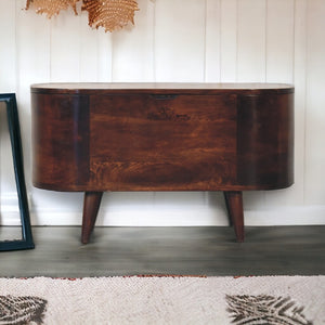 English Elm Solid Mango Wood Blanket Box with Tapered Legs and Lift Top Hidden Storage B182P186290