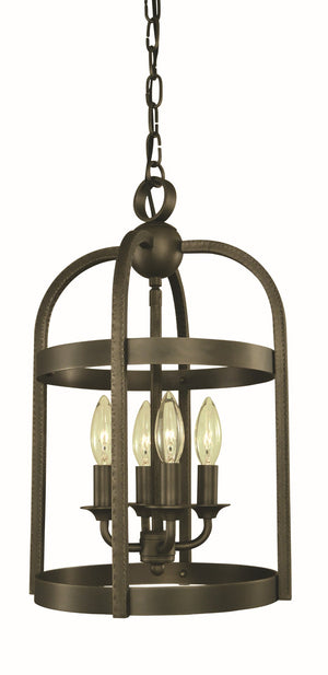 Framburg 4-light Mini Chandelier With Open Cage Design, Hammered Tubing & Smooth Rings For Modern Elegance Iron Metal 5644 Iron